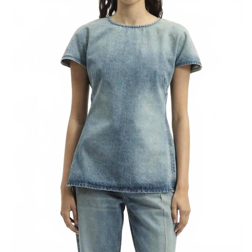 NEW DALA linear repair t shirt in attick blue